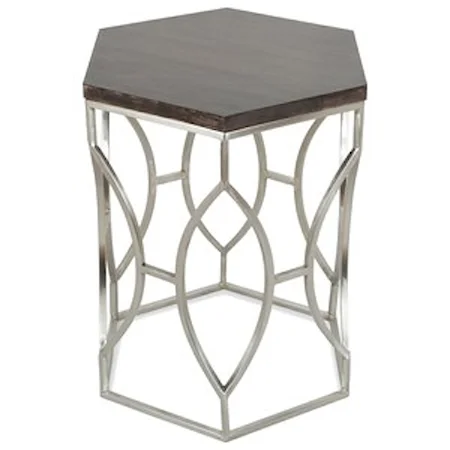 Hexagon Side Table with French Roast Wood Top